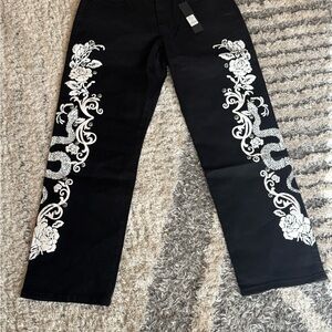 Fashion Nova Black and White Straight Jeans